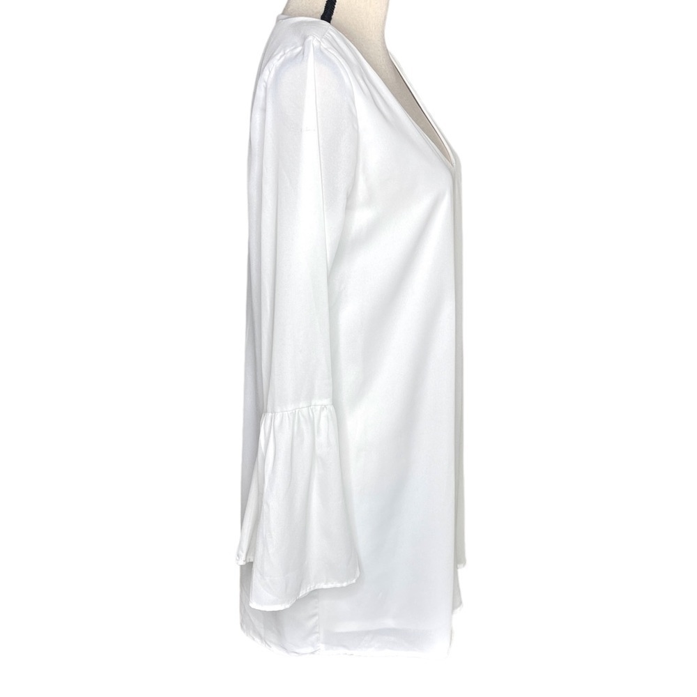 Lulus Guest of Honor White Flounce Sleeve Shift Dress Womens Medium NWT - Picture 4 of 10